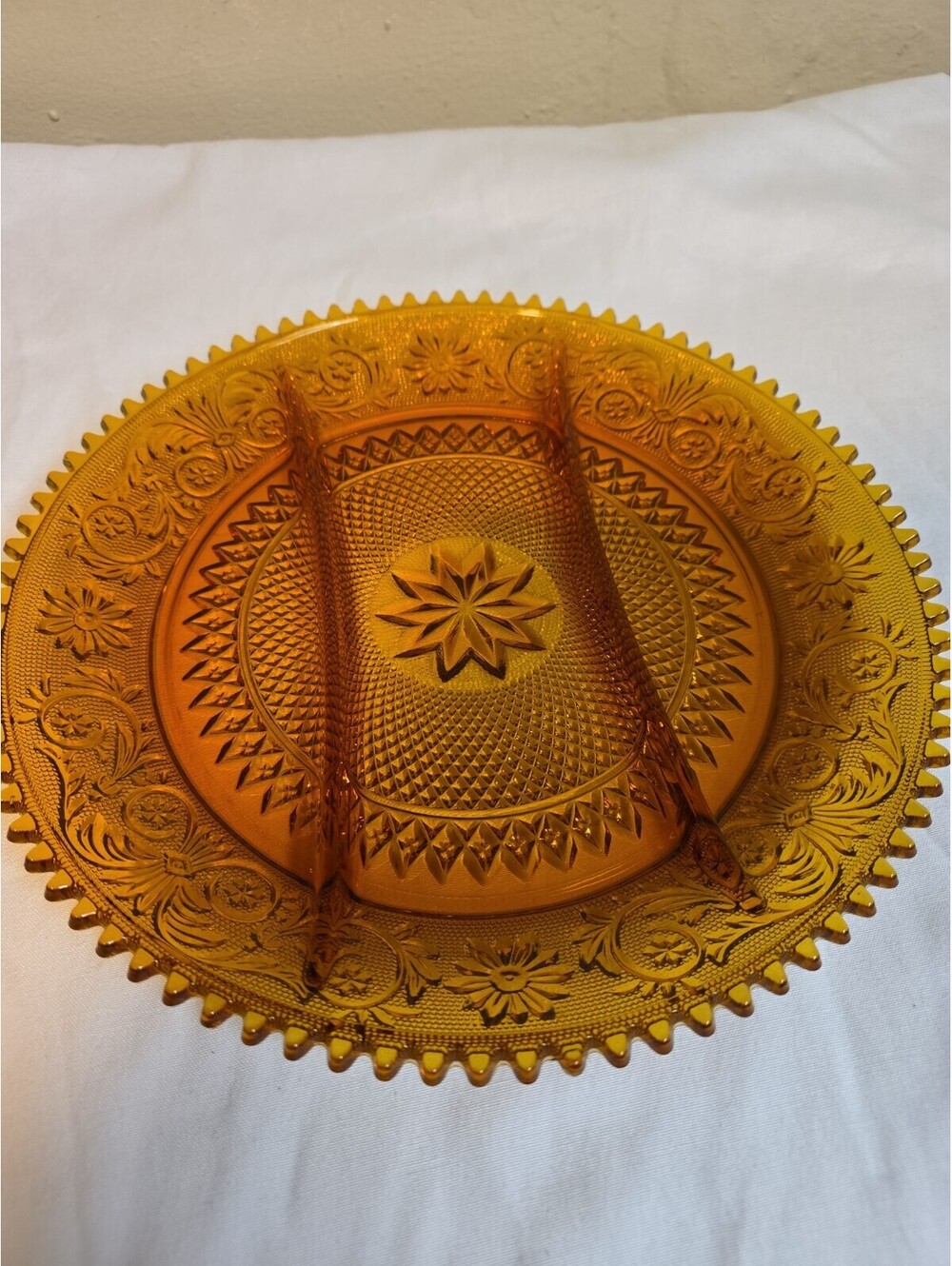 Indiana Glass Tiara Amber 12" Divided Serving Platter Plate